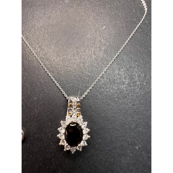 NEW elite Shungite and zircon pendant and chain in vermeil over sterling silver - Picture 1 of 13